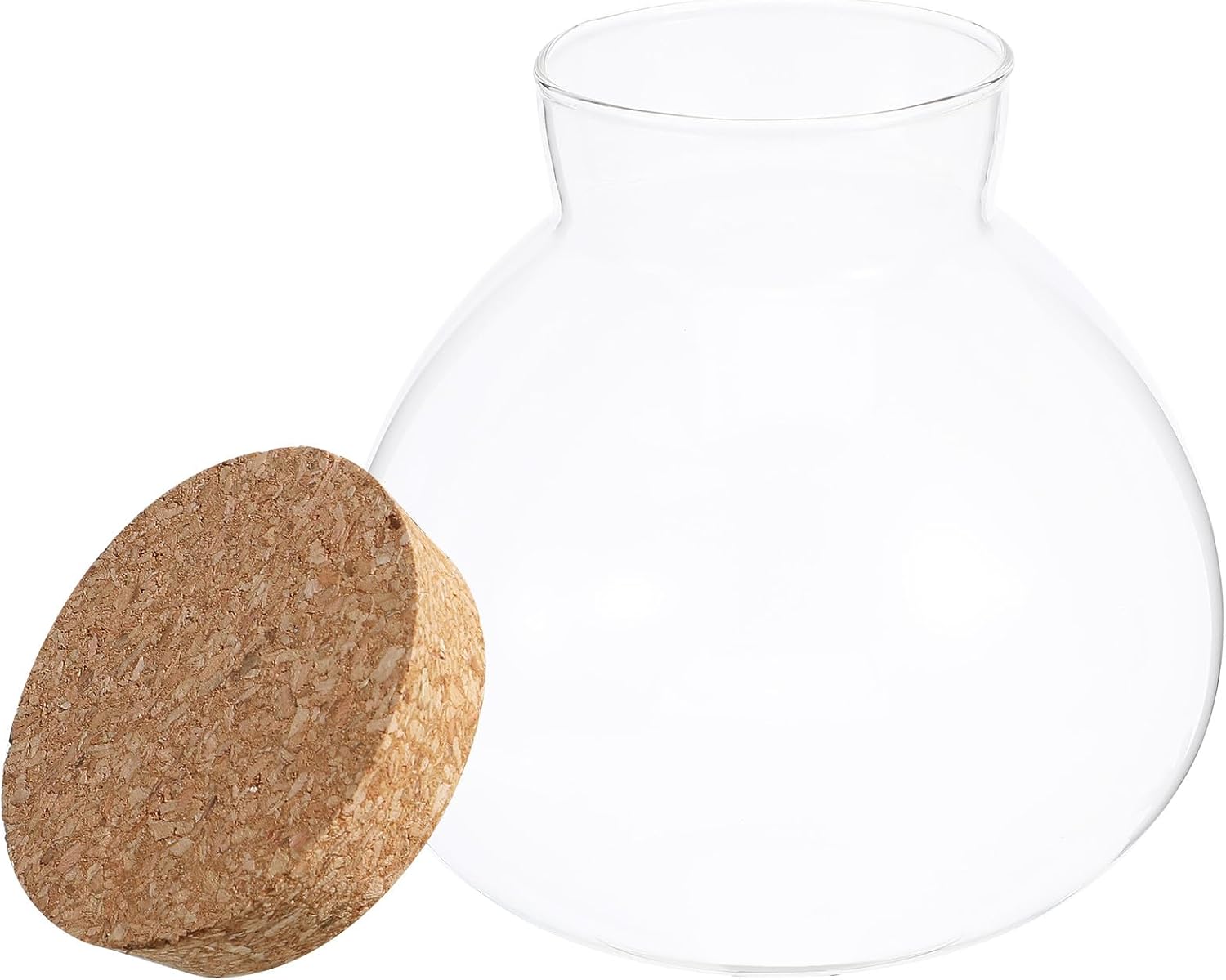 SEWACC Glass Terrarium Bottle with Cork Lid, Round Glass Jar for Micro Landscape DIY, Moss Plant Container for Indoor Gardening, Home Decoration, Storage Canister